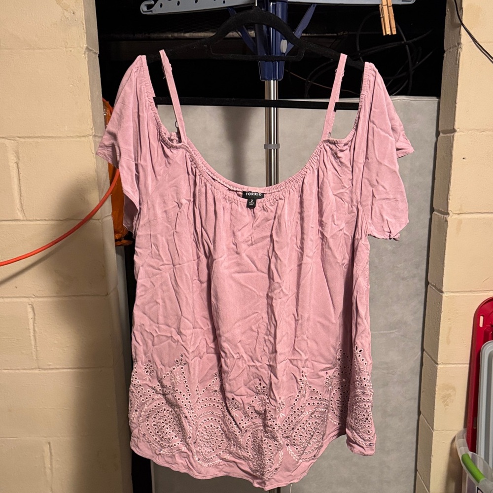 Torrid Dusty Rose Blouse with Eyelet Design